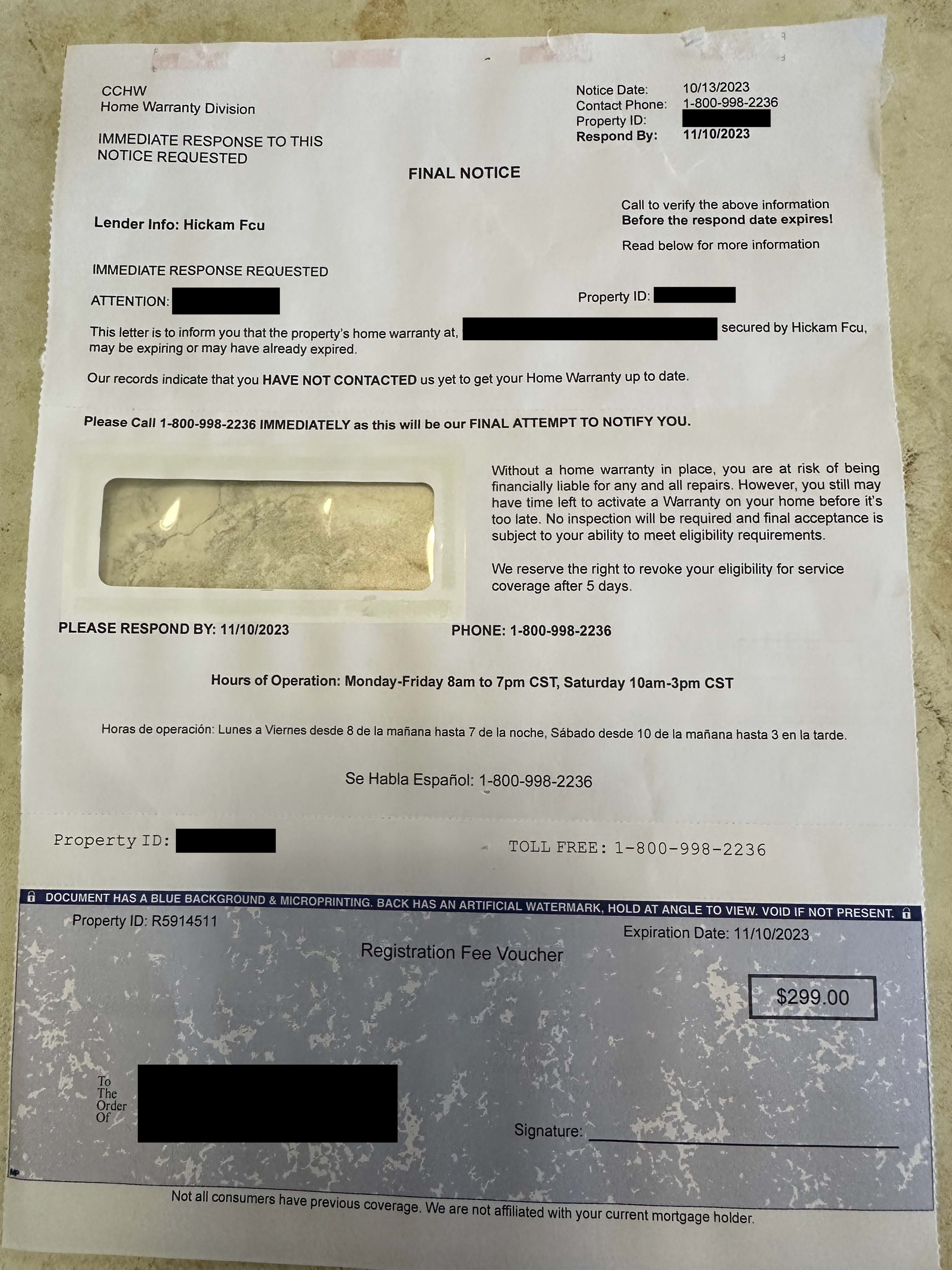 Home warranty scam